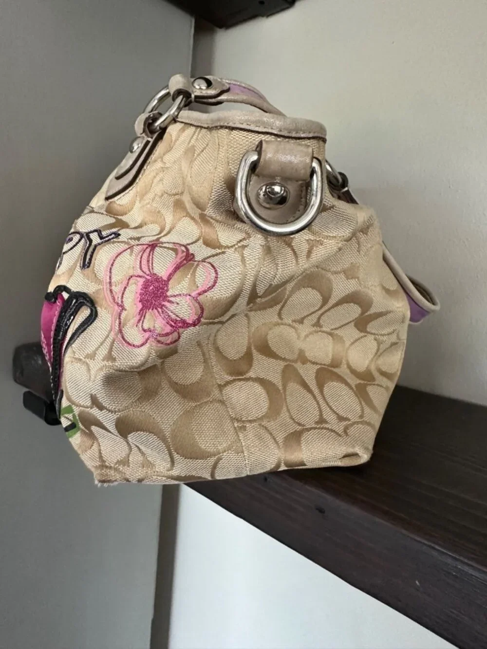 COACH Vintage Poppy Petal Signature Shoulder Bag Purse Y2K 2000s